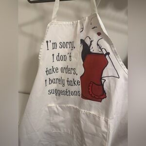 Stylish White Apron with Red Design